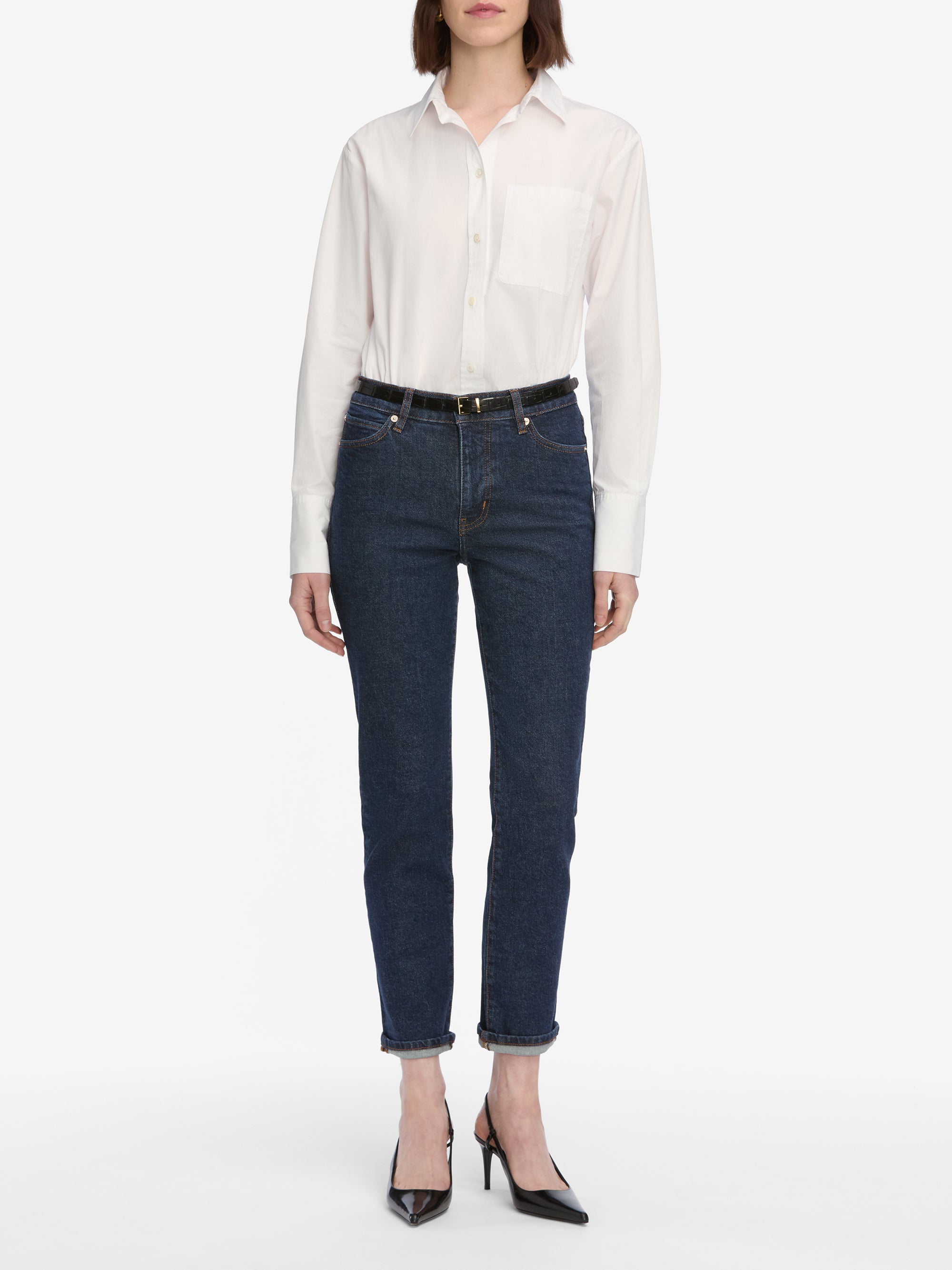 ボトムスその他 Frame The Borrowed jeans in black FRAME The Borrowed Straight-Leg Jeans | Neiman Marcus
