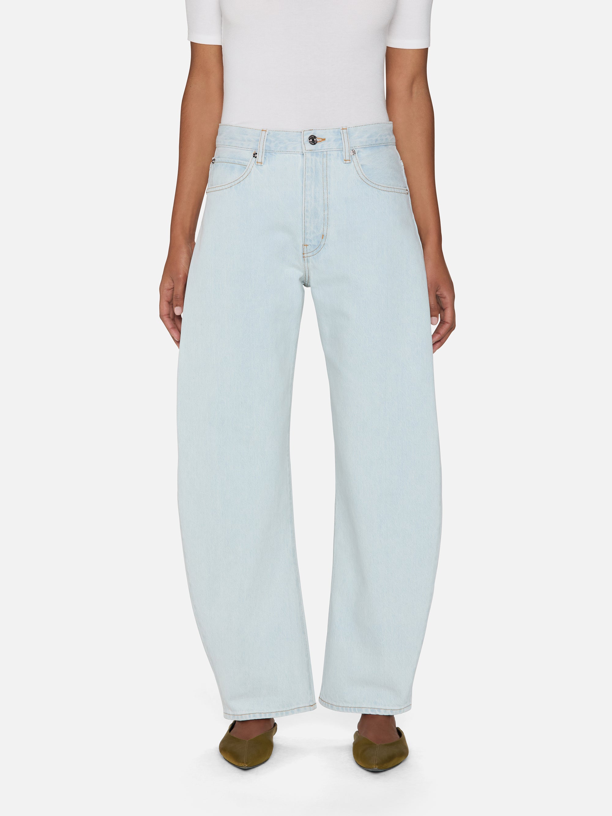 デニム・ジーパン FRAME Women Denim Pants LBLPL728 AUCL White LOW SLUNG BARREL AU NATURAL CLEAN – FRAME