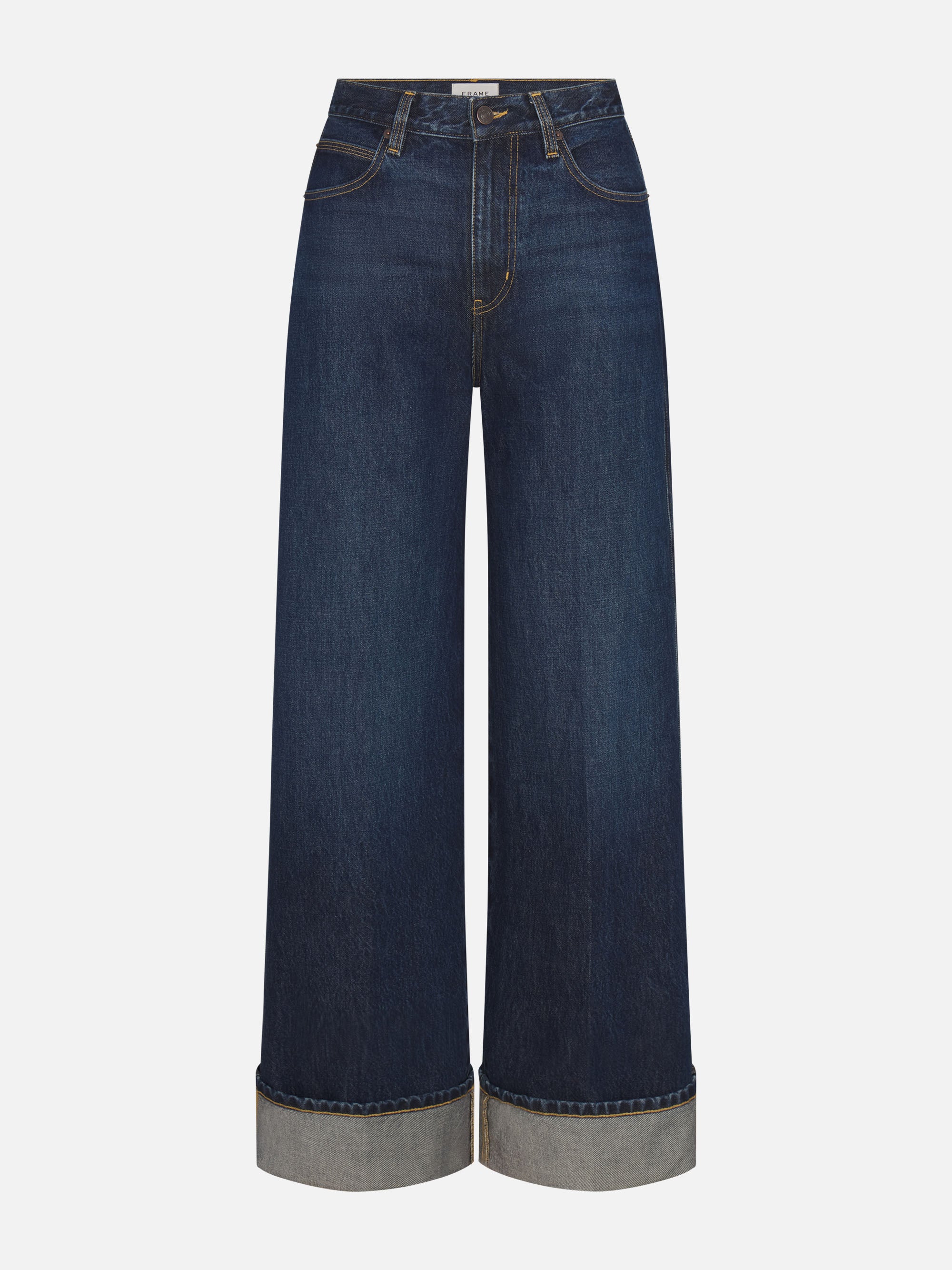 Frame The Cuffed Wide Jeans In Blue