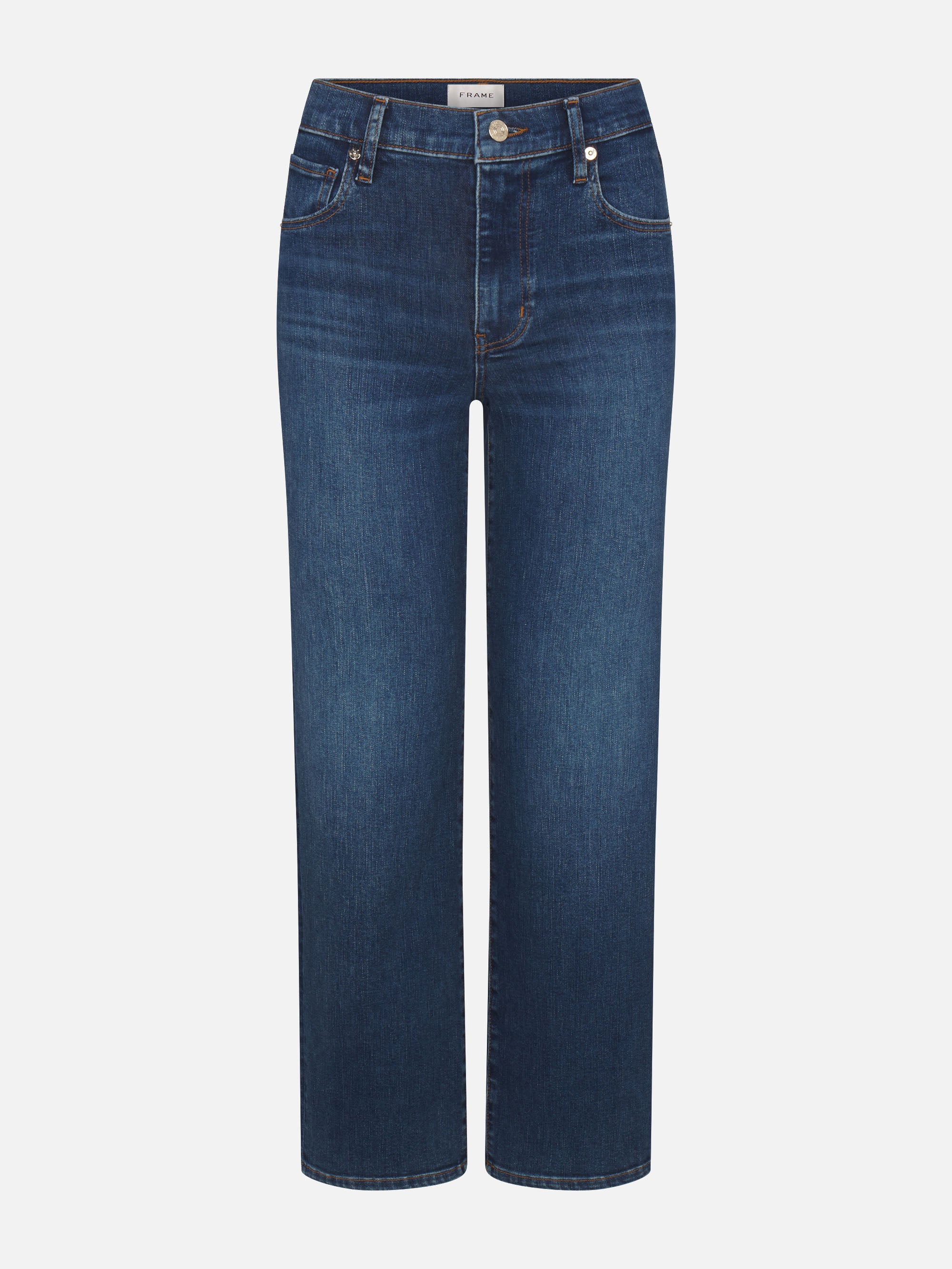 Frame Le Jane Faded High-rise Straight-leg Jeans In Dark Denim