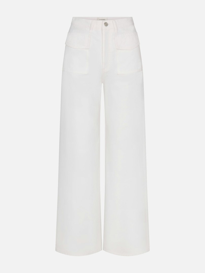 FRAME Women's The Collegiate Pocket Jeans White Denim Size 23