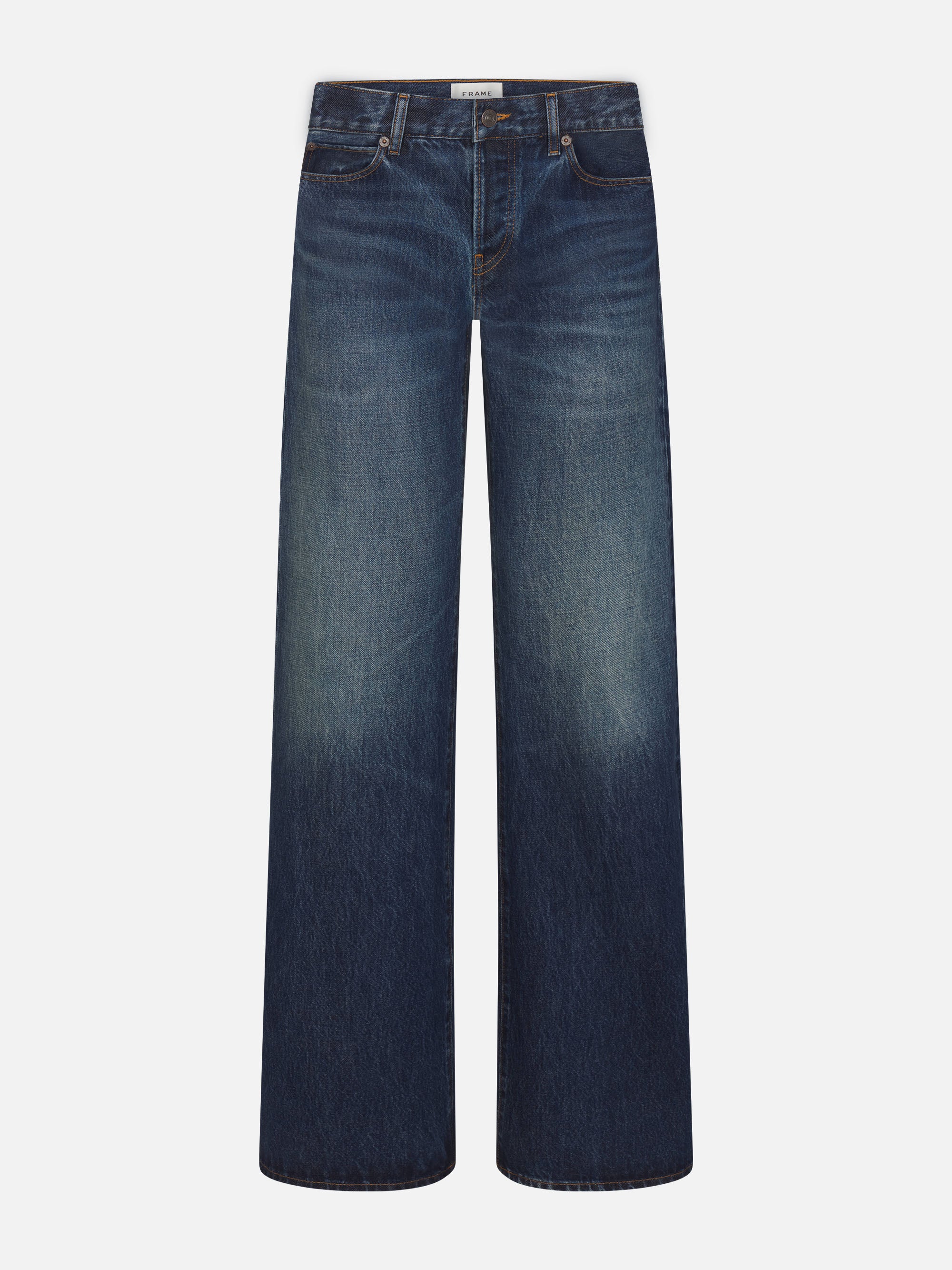 Frame The Loose Low-rise Wide-leg Jeans In Blue