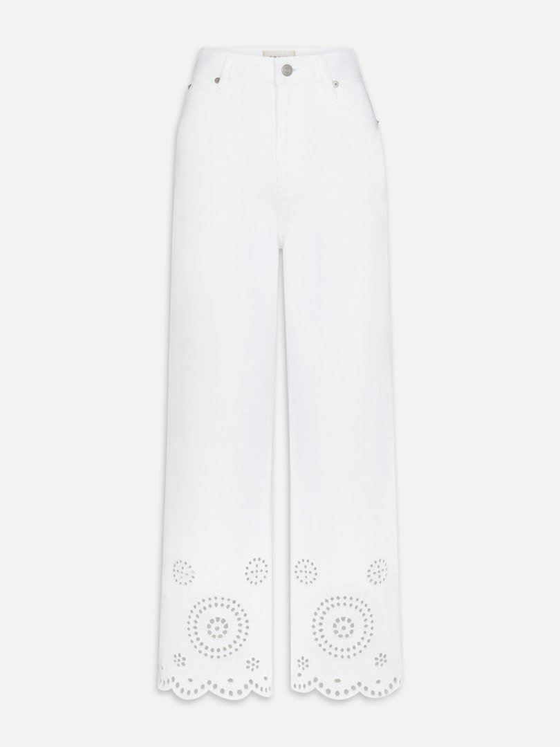FRAME Women's The Eyelet Flare Pants Denim Size 28