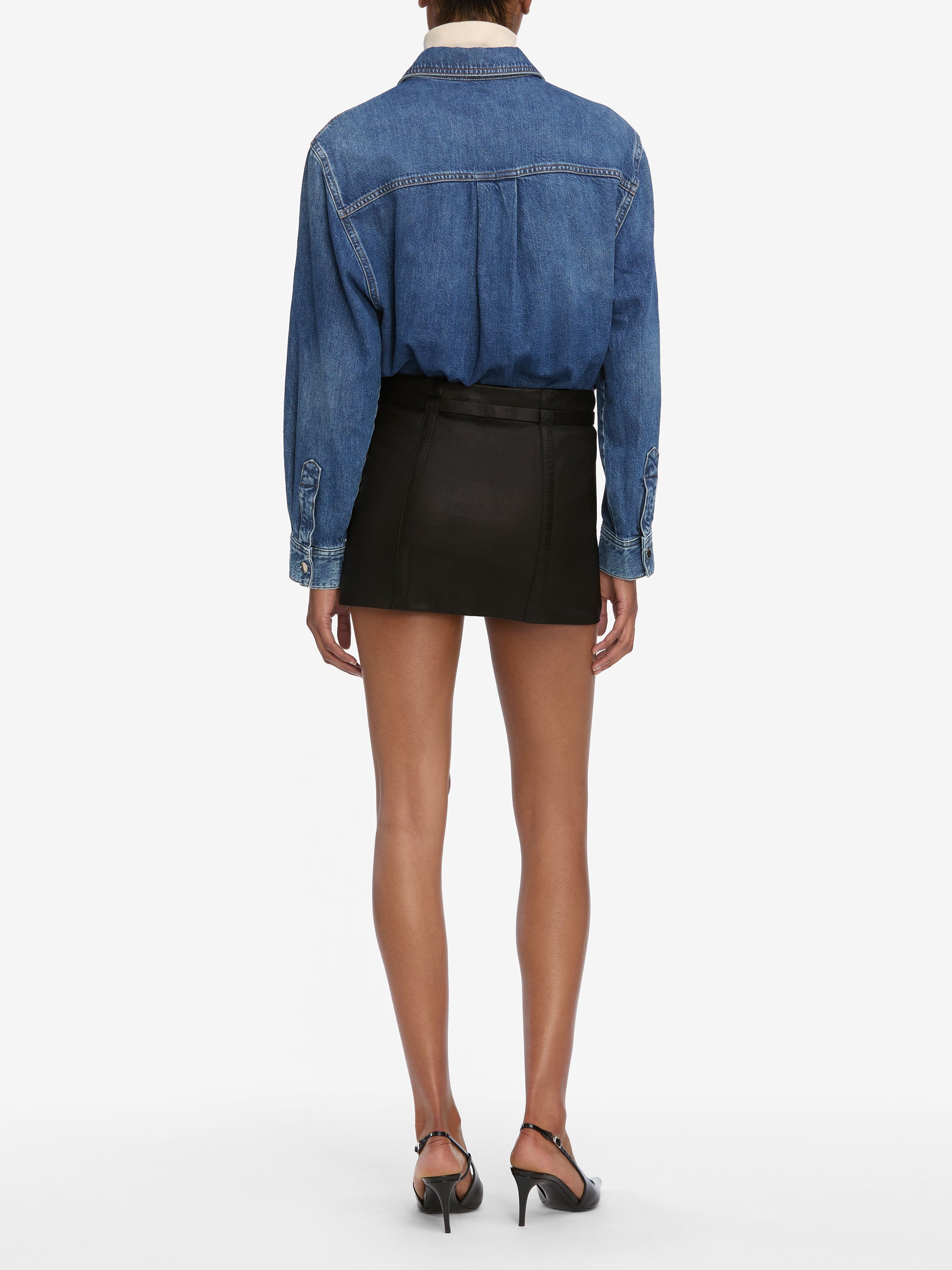 THE LEATHER BELTED MINI SKIRT BLACK – FRAME