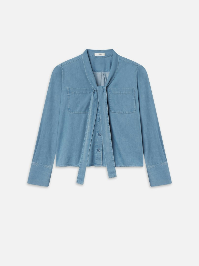 FRAME Women's The Denim Modern Tie Blouse Top Size XL
