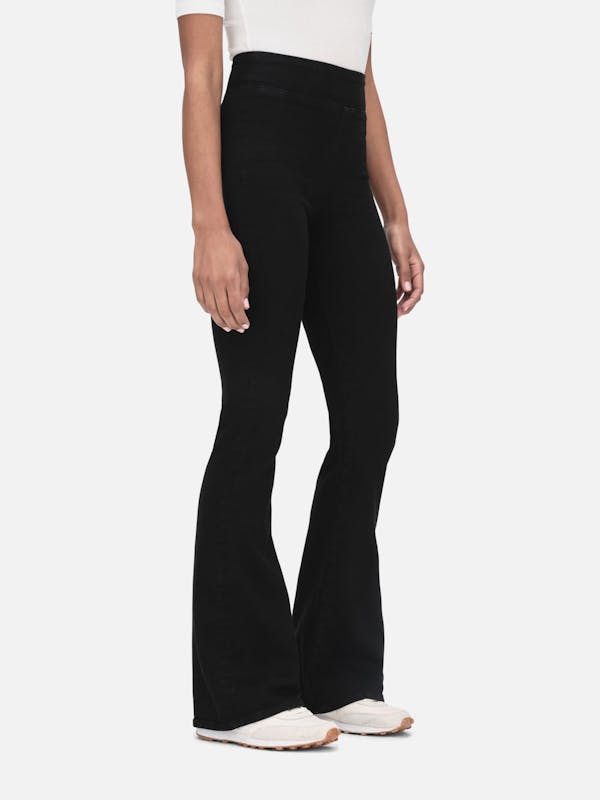 FRAME Women's Le High Flare Split Front Trousers, Noir, Black, 0 at   Women's Clothing store