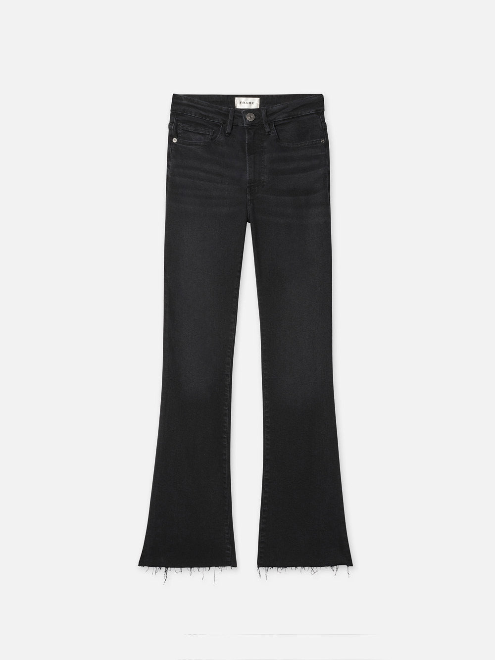 Frame Le Crop Mini Raw Fray Bootcut Jeans In Black