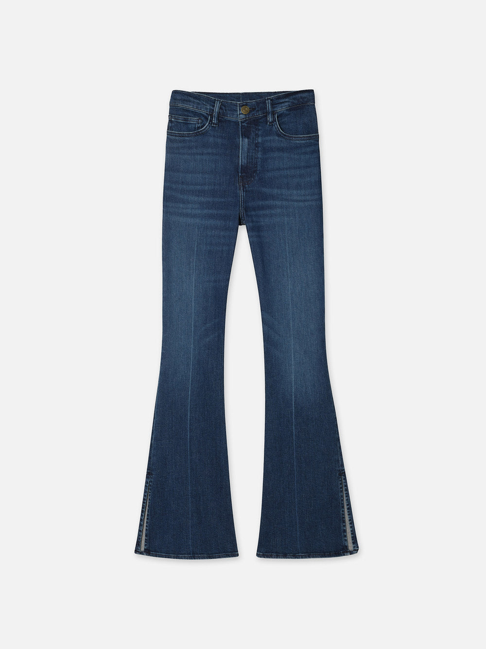 Shop Frame Le Easy Flare Side Slit Jeans In Blue