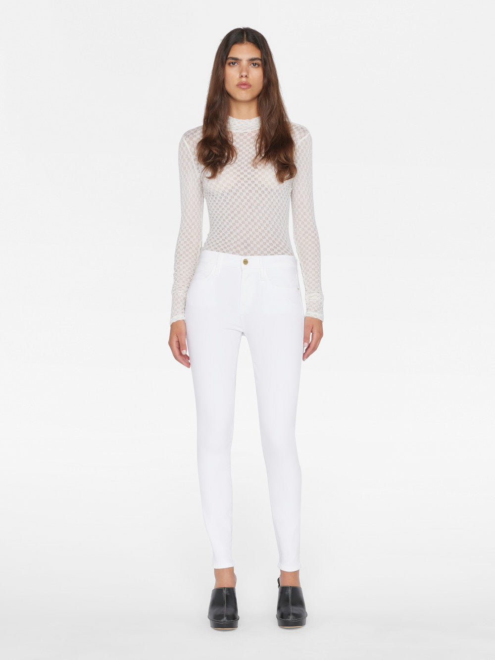 Frame Blanc White Overalls outlet Skinny Jeans