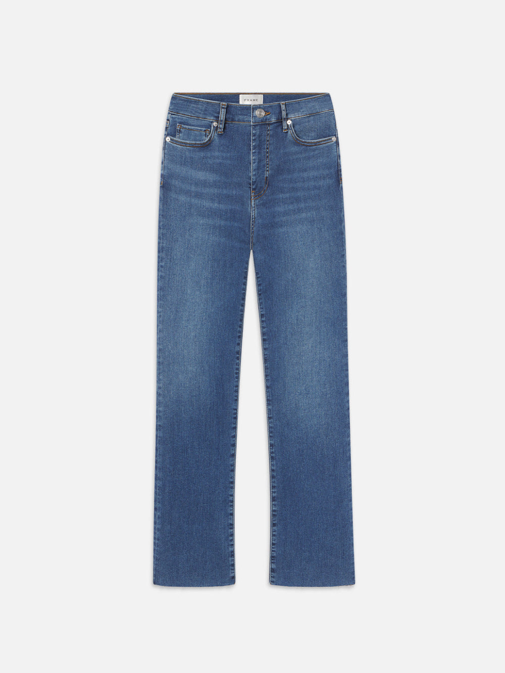 FRAME 27 High Rise Le newest Bardot Straight Blue Jeans Raw Edge Blue Denim