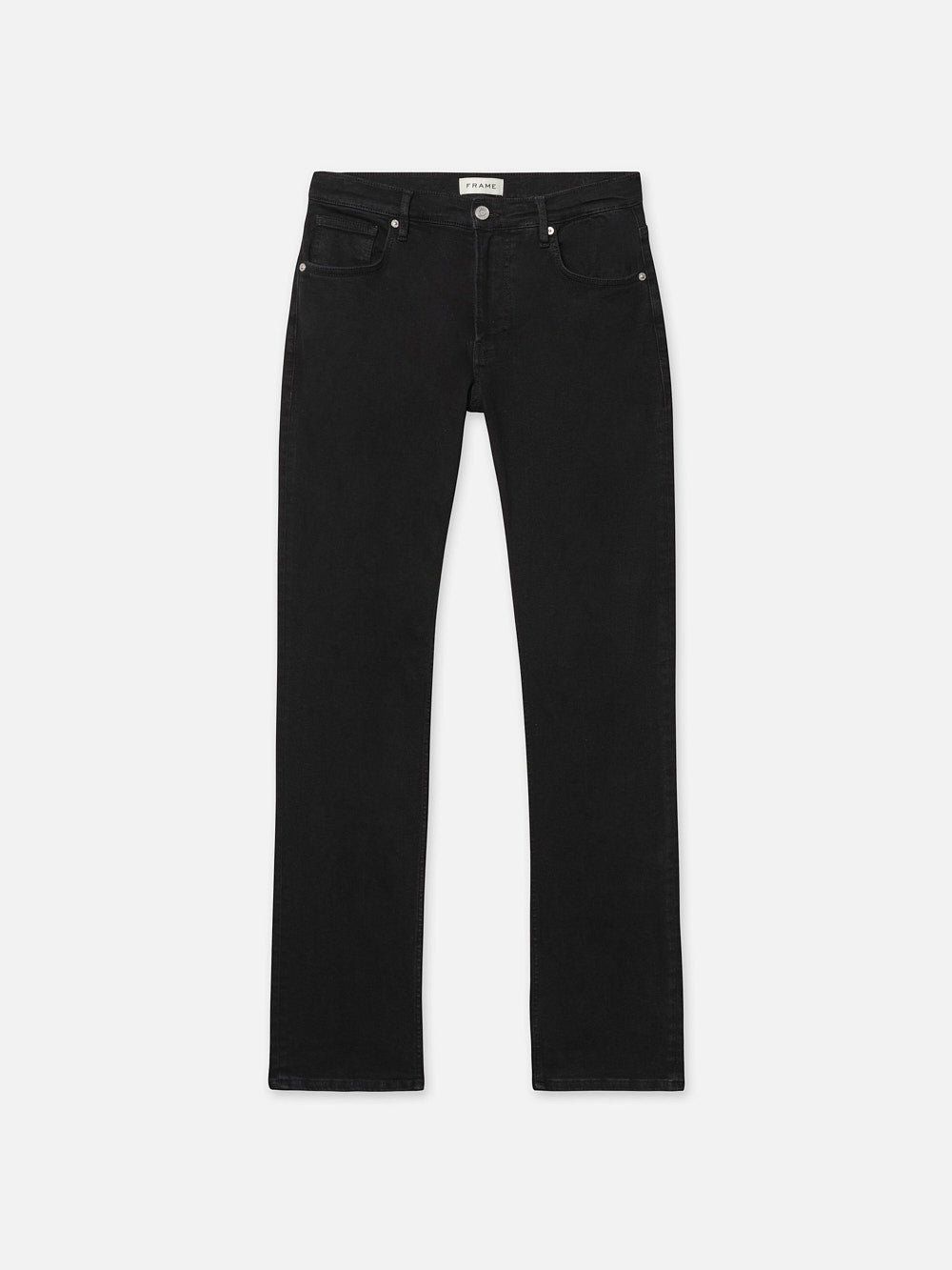 Shop Frame Jetset Modern Straight Jeans In Black