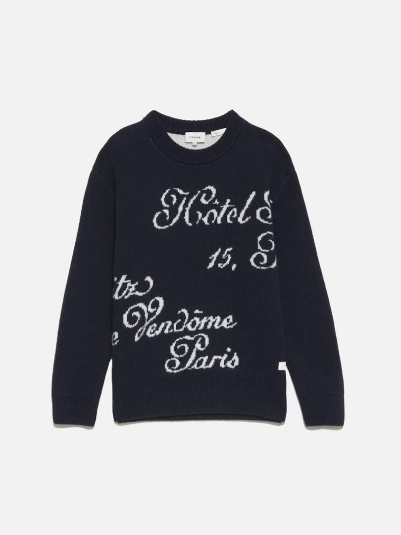 FRAME Men's Ritz Mens Crew Sweater Navy Multi Size XL