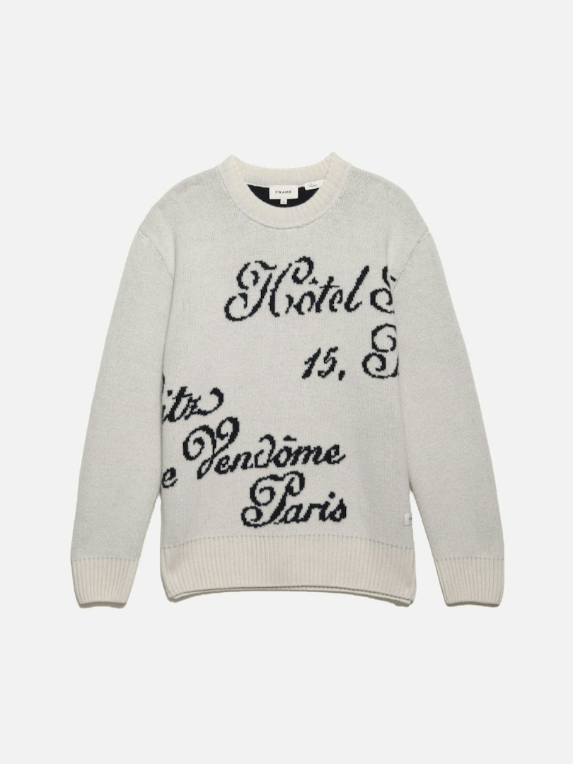 FRAME Ritz Men's Crew Sweater Off White Multi Size Medium