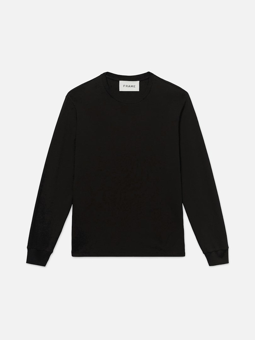 FRAME Men's Duo Fold Long Sleeve T-Shirt Cotton Size Small