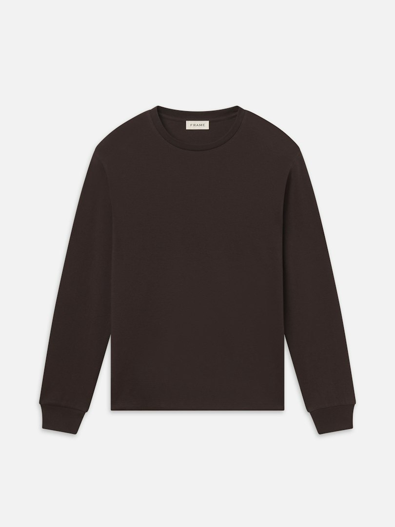 FRAME Men's Duo Fold Long Sleeve T-Shirt Cotton Size Large