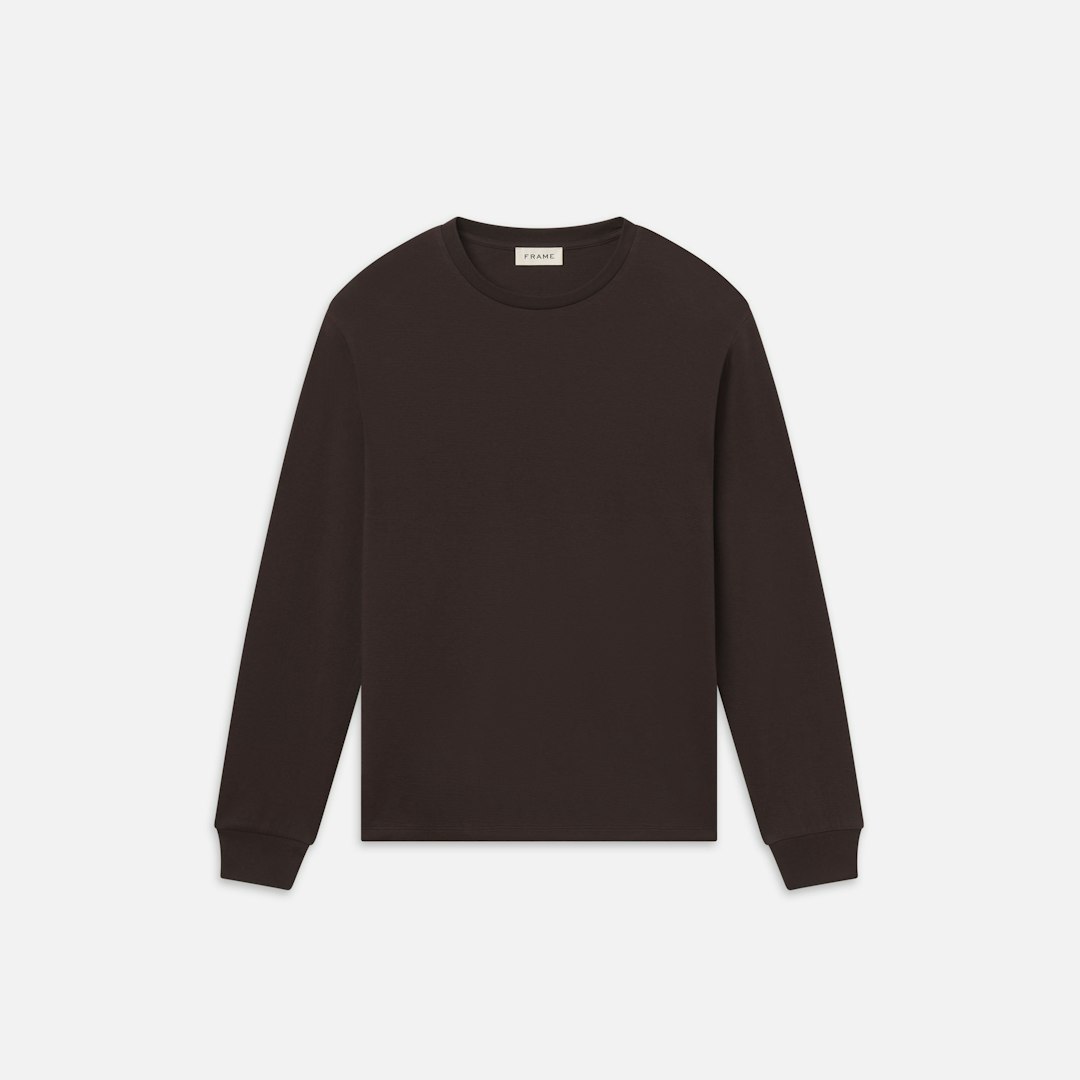 FRAME Men's Duo Fold Long Sleeve T-Shirt Cotton Size Large