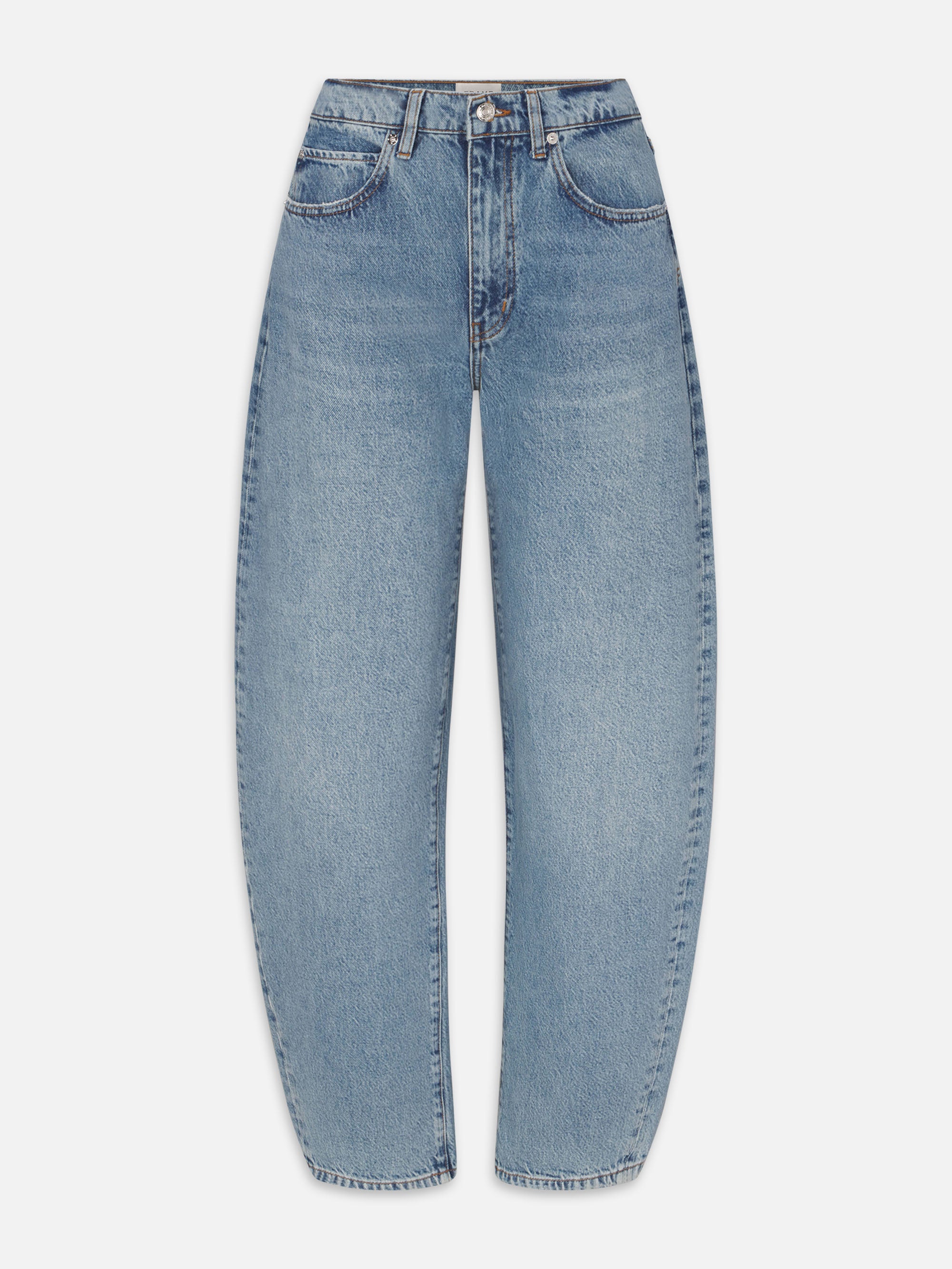 Frame Low Slung Barrel Jeans In Blue