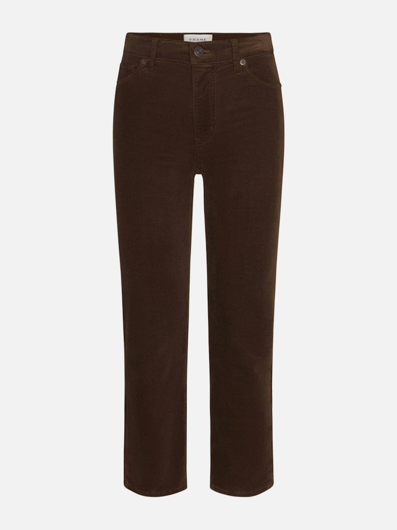 FRAME Women's Le Sleek Straight Corduroy Jeans Bitter Chocolate Denim Size 23
