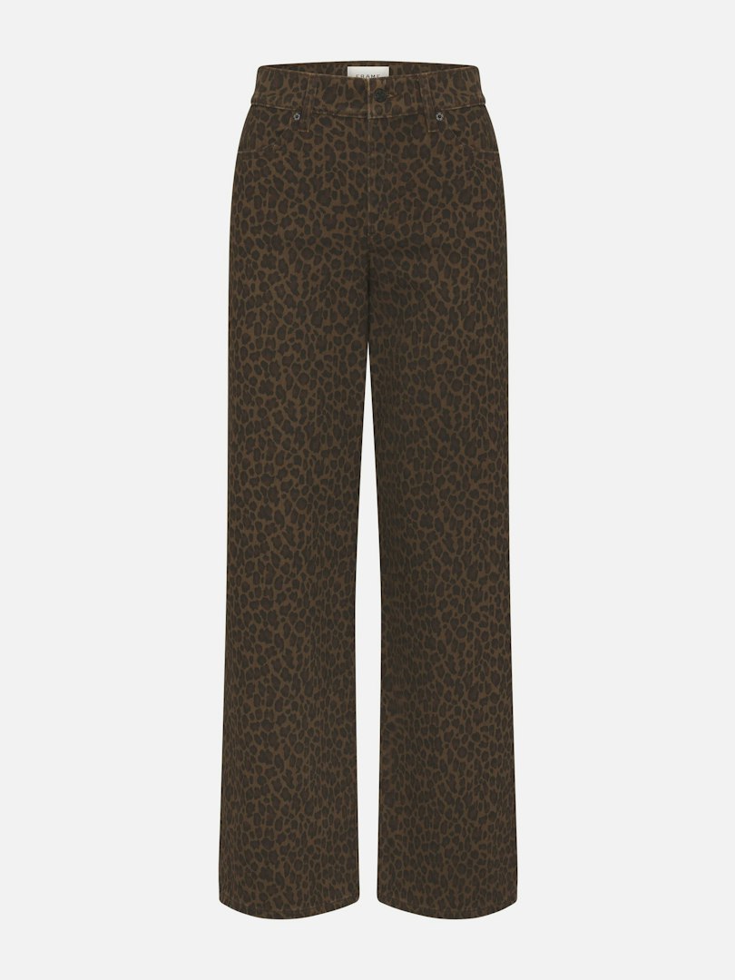 FRAME Women's Le Slim Palazzo Jeans Leopard Denim Size 24