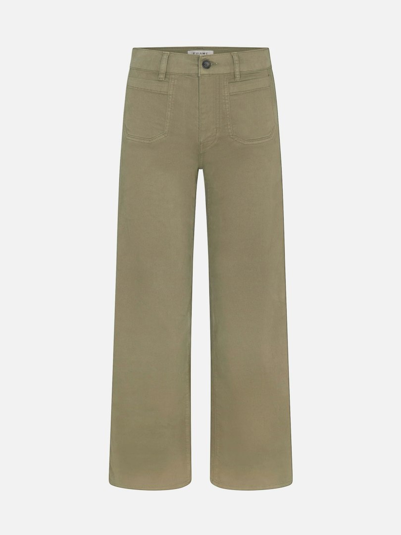 FRAME Women's Le Slim Palazzo Modernist Pocket Crop Jeans Grasshopper Denim Size 25