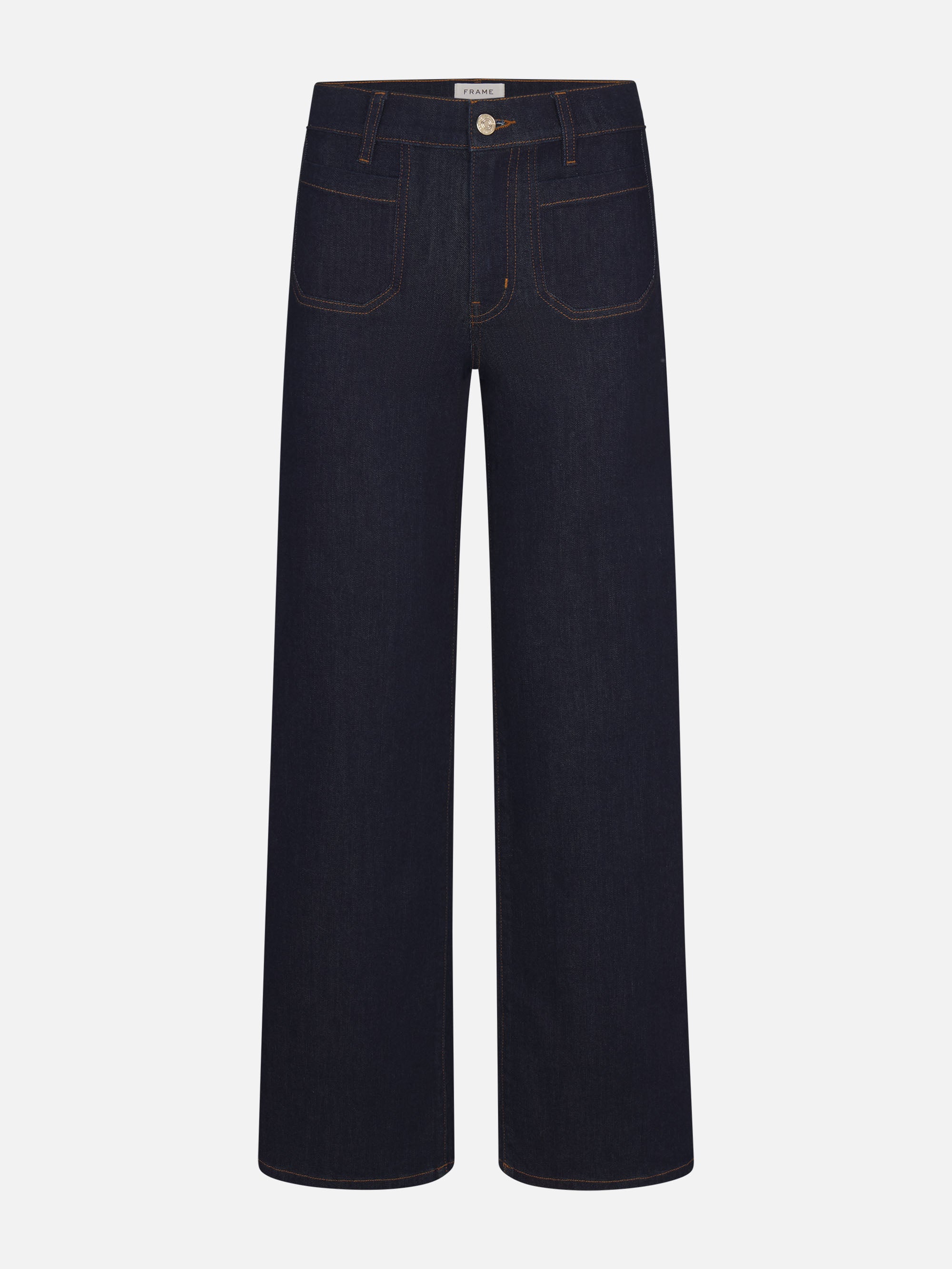Frame Le Slim Palazzo Long Modernist Pocket Jeans In Blue