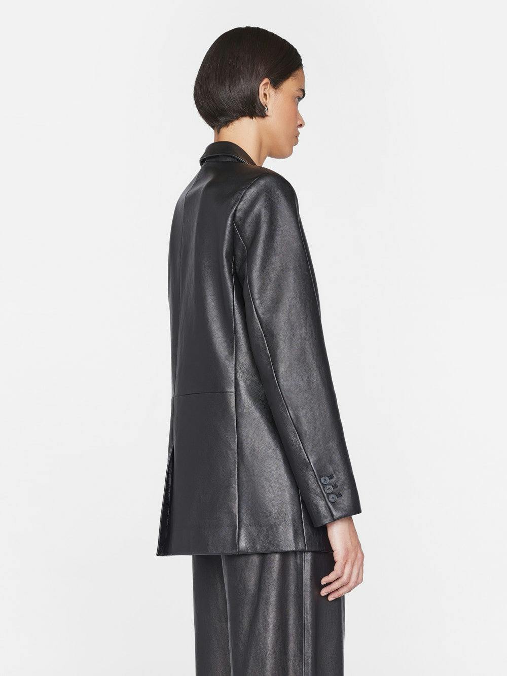 THE OVERSIZED LEATHER BLAZER NOIR FRAME
