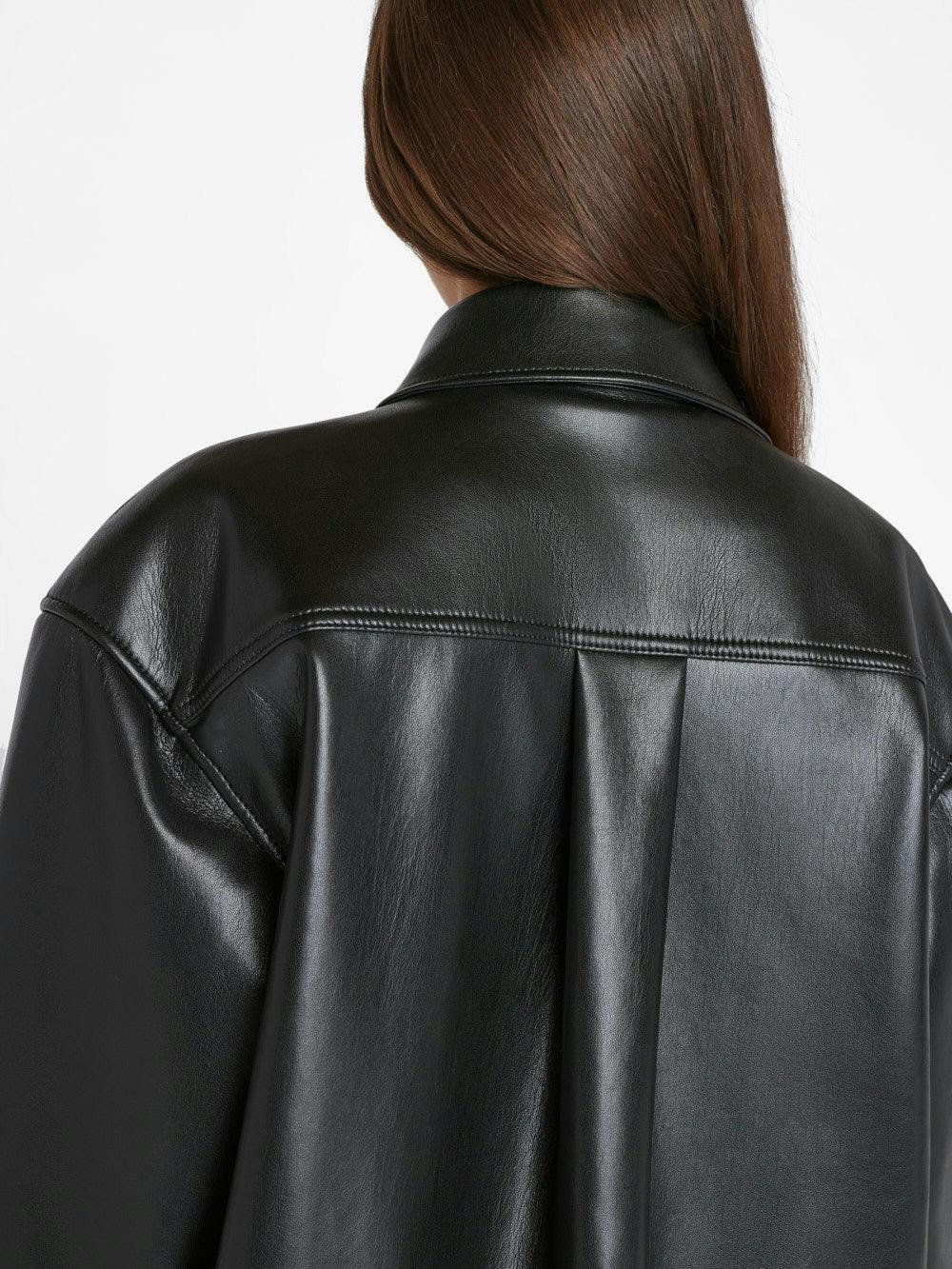 Recycled Leather Shirt Jacket in Noir – FRAME