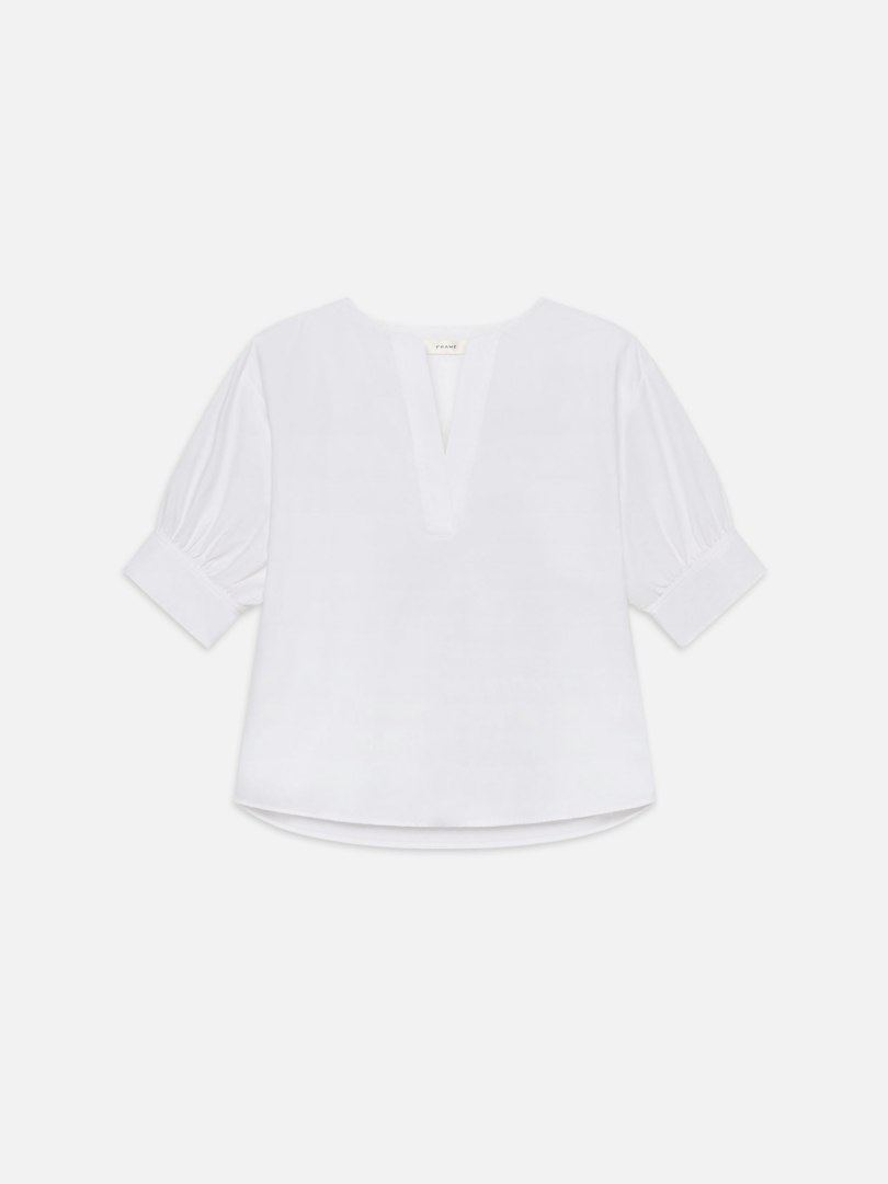 FRAME Women's V-Neck Popover Top Cotton Size Medium