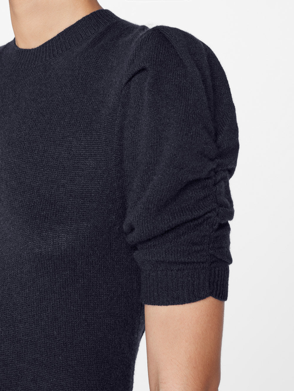 Ruched Sleeve Cashmere Sweater in Navy – FRAME