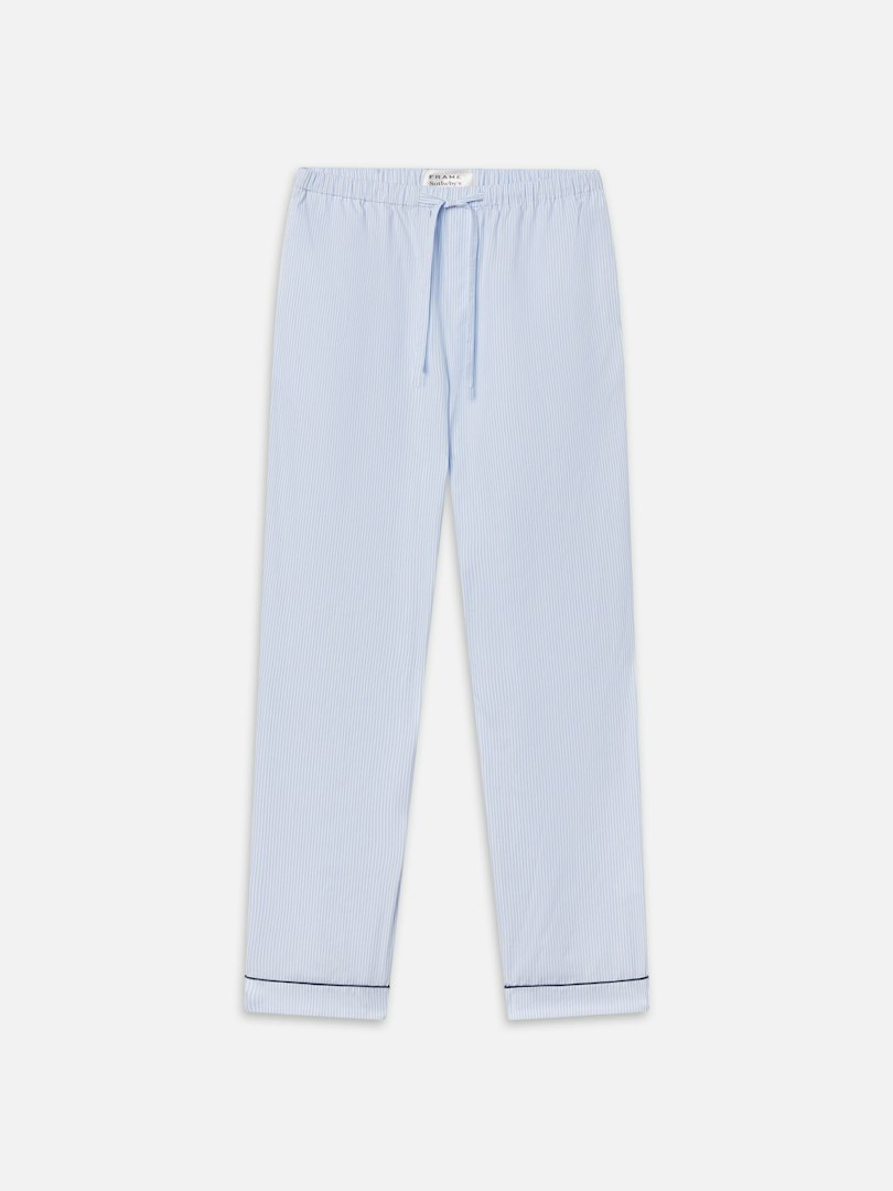 FRAME Sotheby's Unisex Pajama Pants Blue Stripe 100% Cotton Size Medium