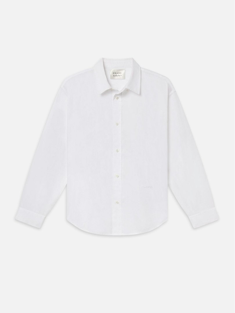 FRAME Sotheby's Unisex Oxford Shirt White Cotton Size Large