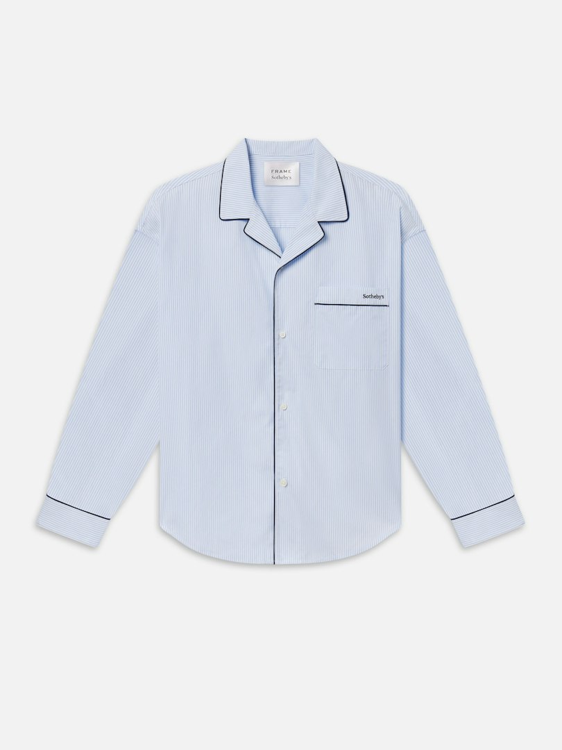 FRAME Sotheby's Unisex Pajama Shirt Blue Stripe 100% Cotton Size XXL