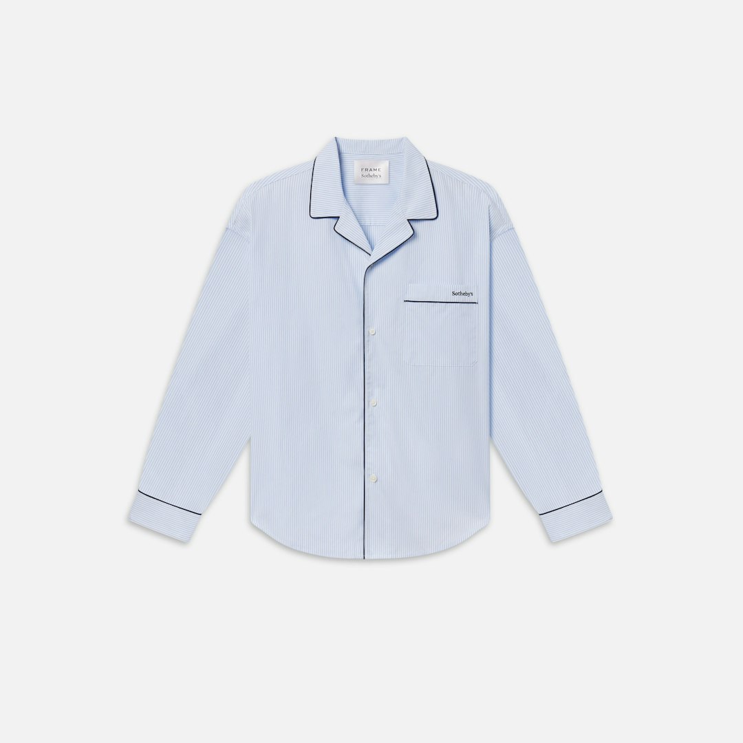 FRAME Sotheby's Unisex Pajama Shirt Blue Stripe 100% Cotton Size XXL