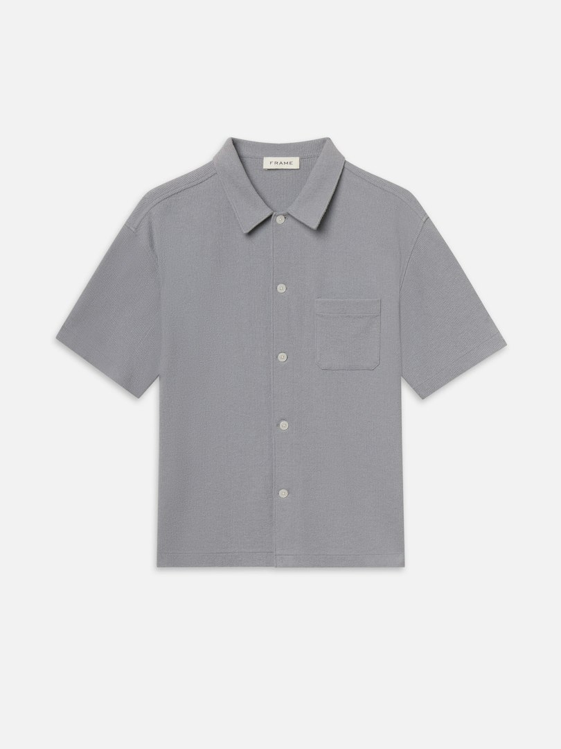 FRAME Men's Textured Button Down Shirt Blue Grey Size XL