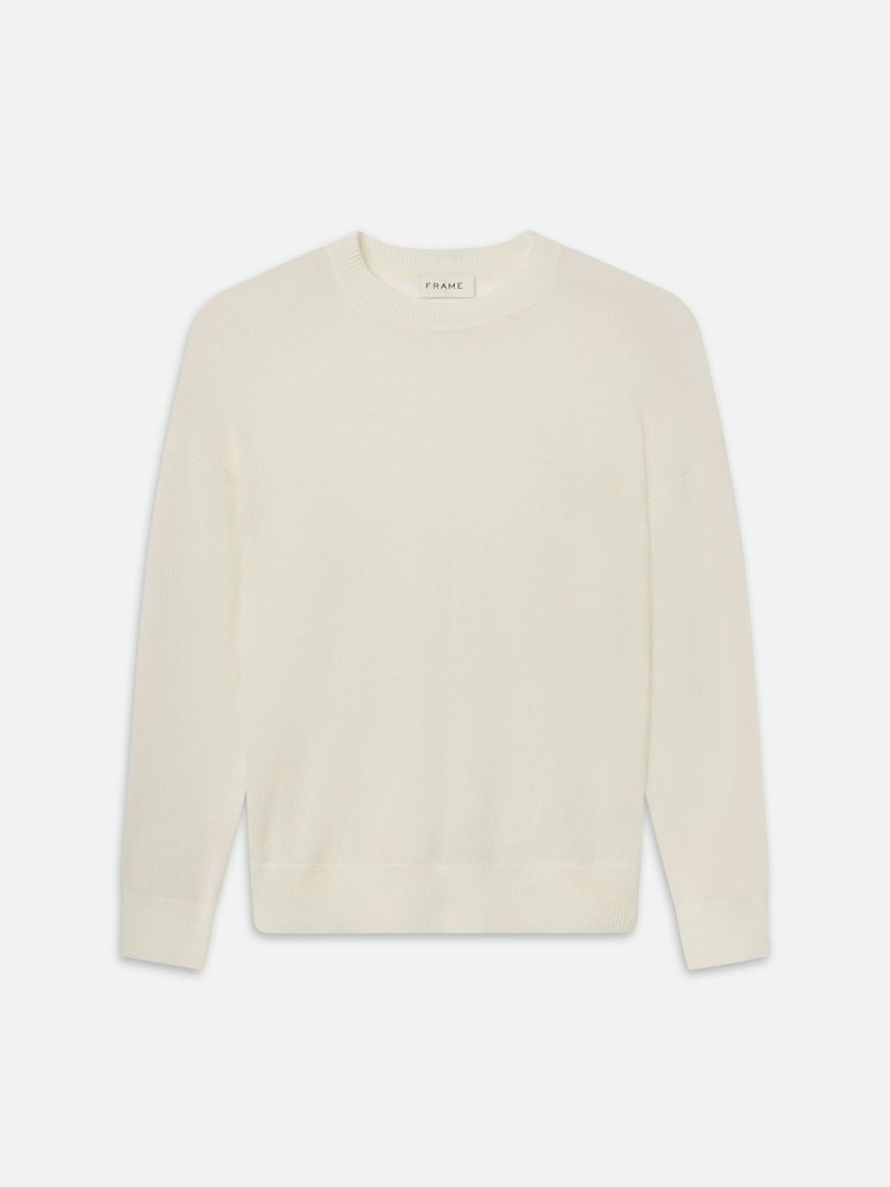 FRAME Men's Lightweight Cashmere Blend Sweater Off White Size Large