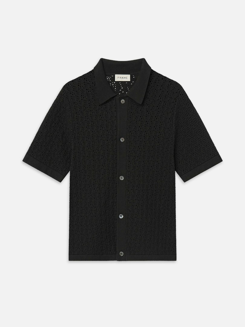 FRAME Men's Open Stitch Cardigan Black Size Large