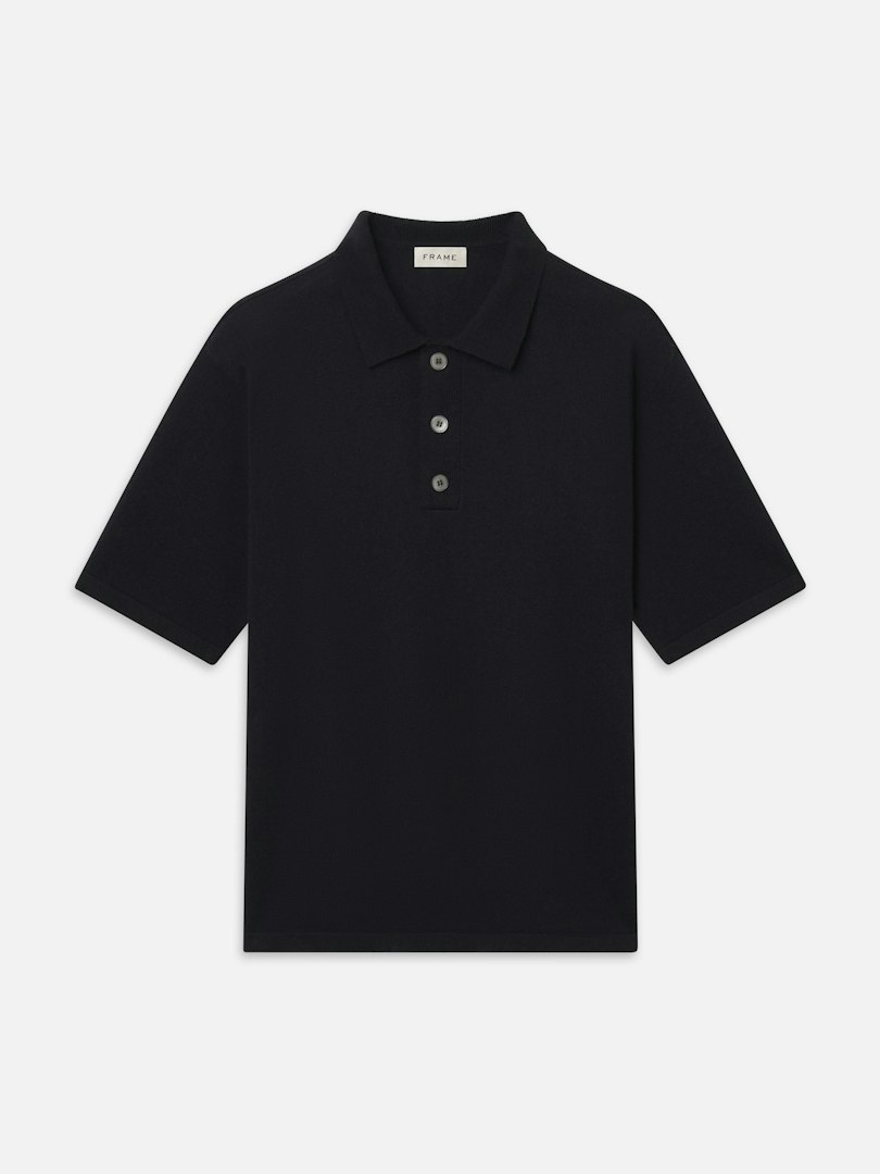 FRAME Men's Polo Sweater Dark Navy Wool Size Small