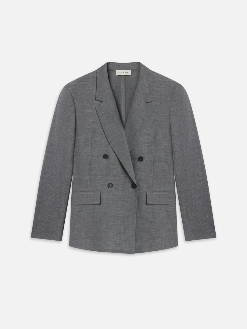 FRAME Men's Unlined Double Breasted Blazer Grey Melange Size 46