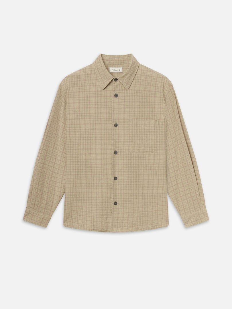 FRAME Men's Linen Blend Plaid Shirt gid://shopify/Metaobject/241776165040","gid://shopify/Metaobject/241787830448 Size XL