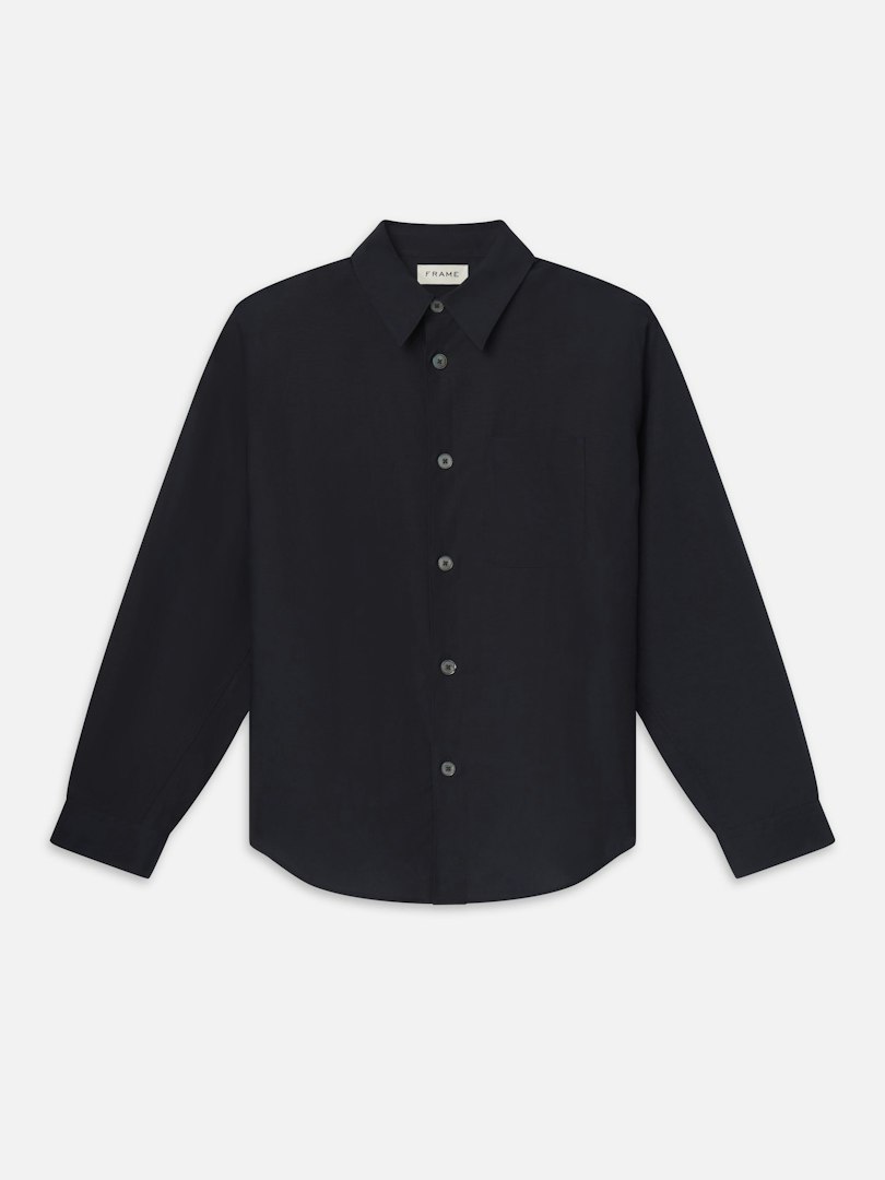 FRAME Men's Linen Shirt Dark Navy Size Medium