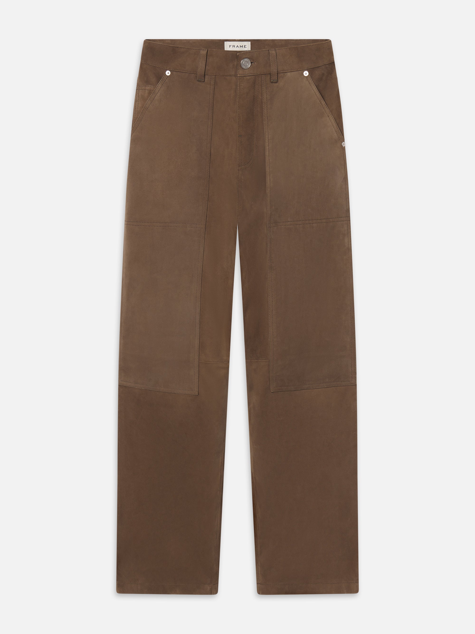 Frame The Society Archive Suede Workwear Pants In Brown