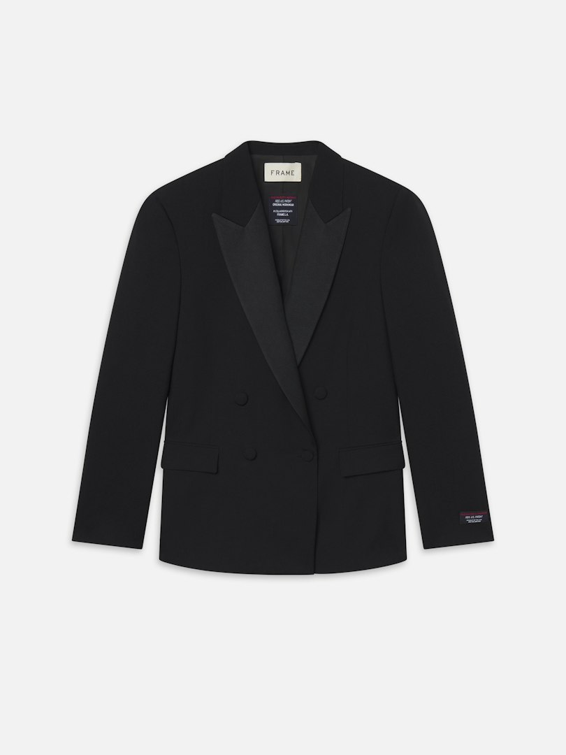 FRAME Men's The Society Archive Tuxedo Jacket Black Denim Size 44