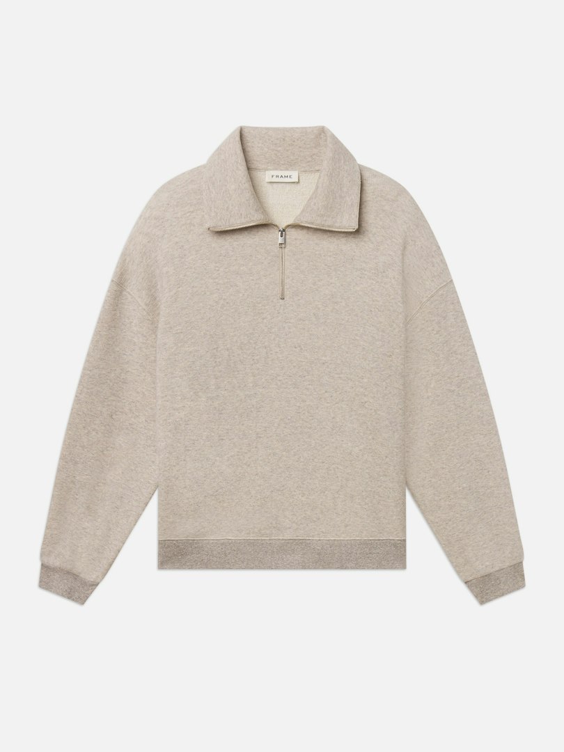 FRAME Men's Relaxed Zip Up Sweatshirt Heather Grey Size Medium