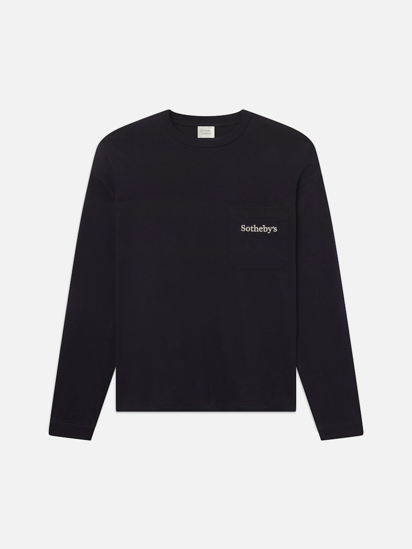FRAME Men's Sotheby's Long Sleeve T-Shirt Navy Washed Size Small