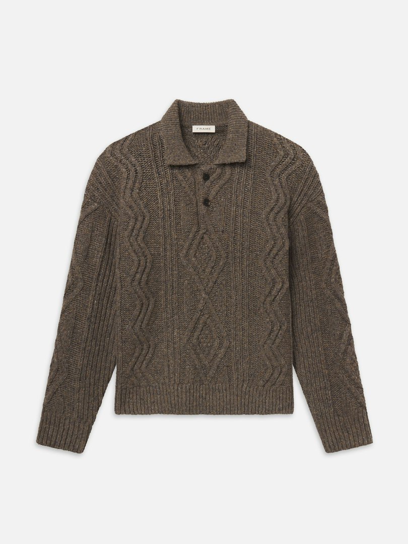 FRAME Men's Cable Polo Sweater Size XS