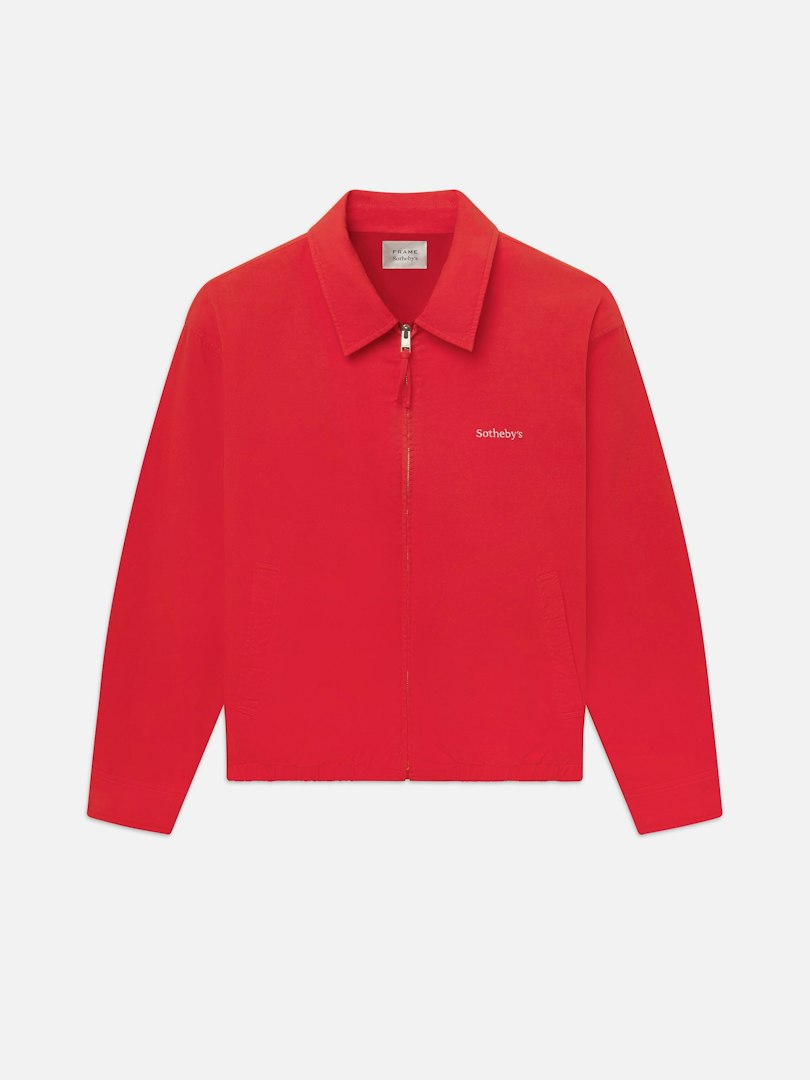 FRAME Men's Sotheby's Cotton Jacket Red Washed Size Medium