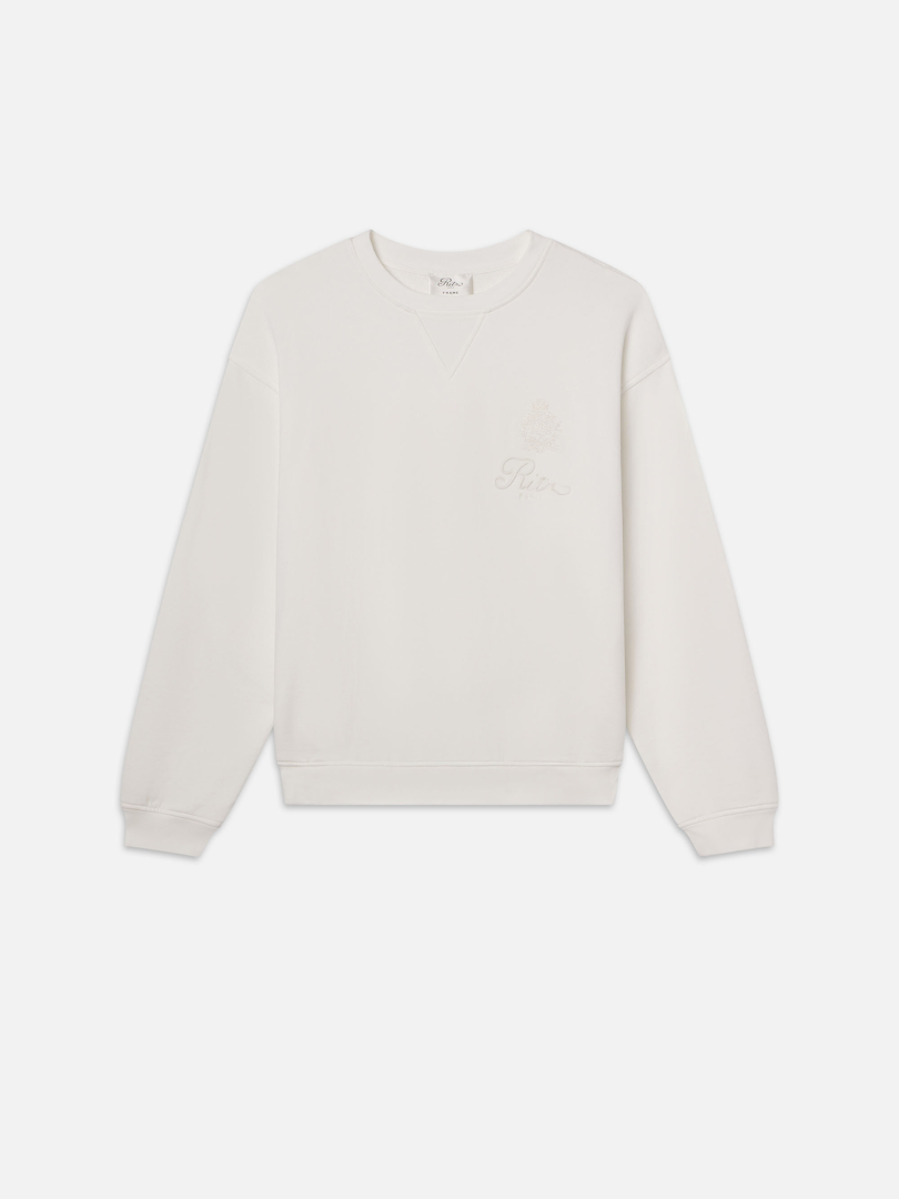 FRAME Ritz Unisex Tonal Logo Crewneck Cotton Size Large