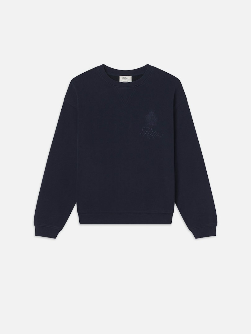 FRAME Ritz Unisex Tonal Logo Crewneck Cotton Size Small