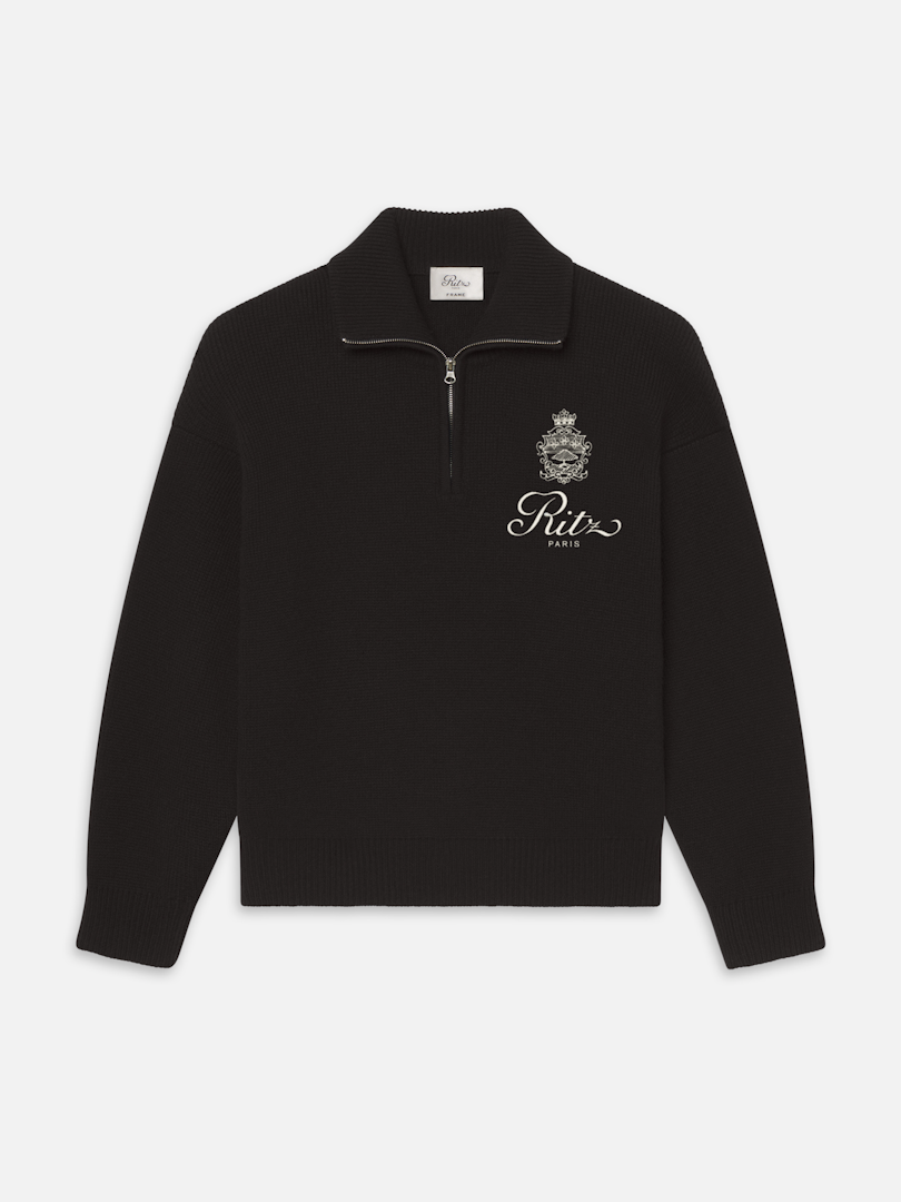 FRAME Ritz Men's Cashmere Half Zip Black Wool Size Medium