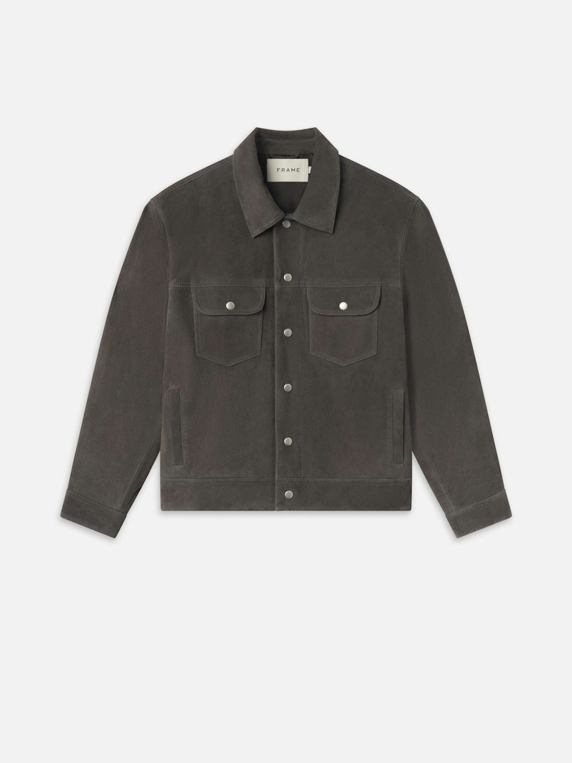 FRAME Men's Suede Trucker Jacket Leather Size Medium